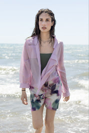 Shorts in mussola di cotone stampa fiore