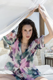 Camicia in mussola di cotone stampa fiore