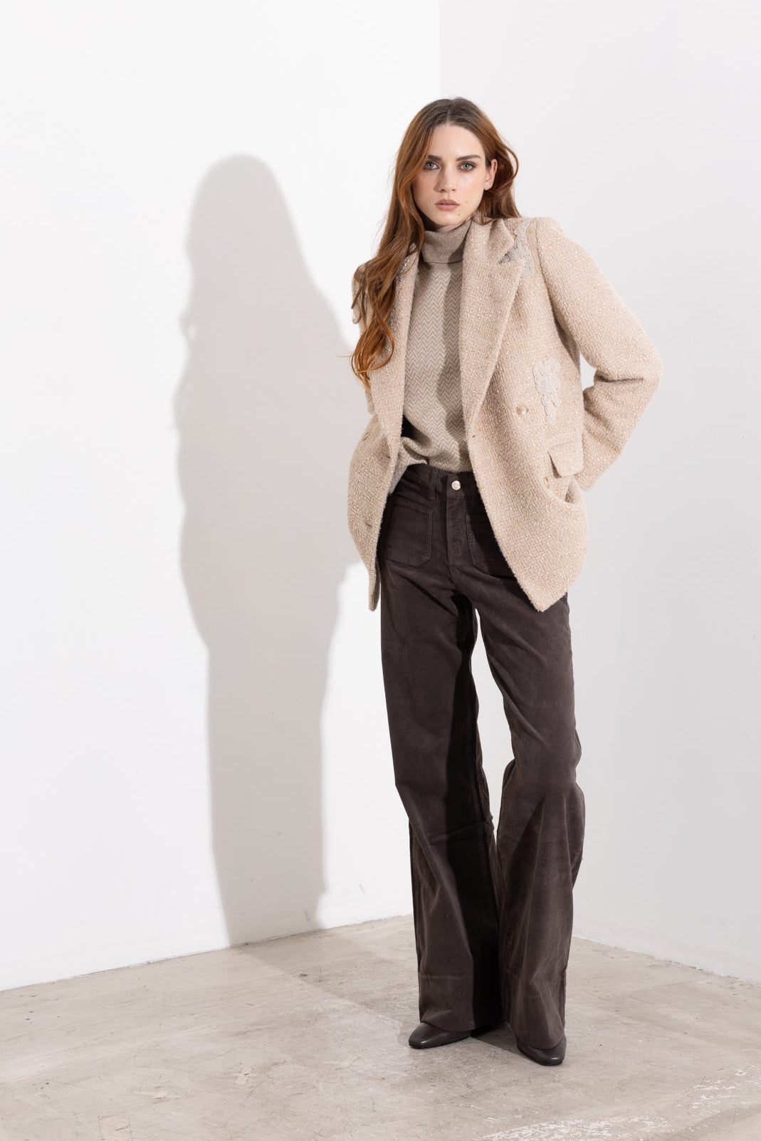 Blazer doppiopetto con dettagli beaded