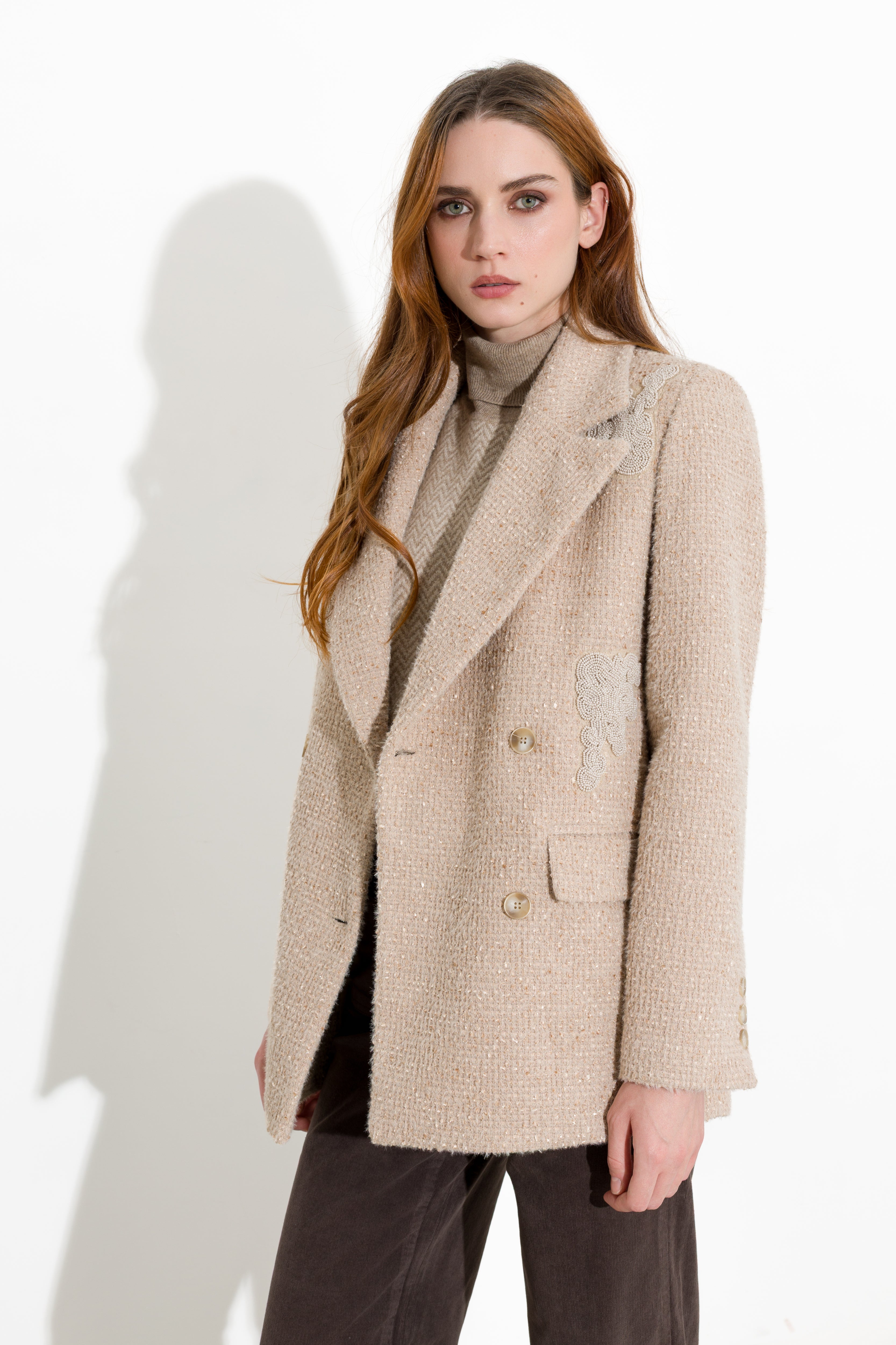 Blazer doppiopetto con dettagli beaded
