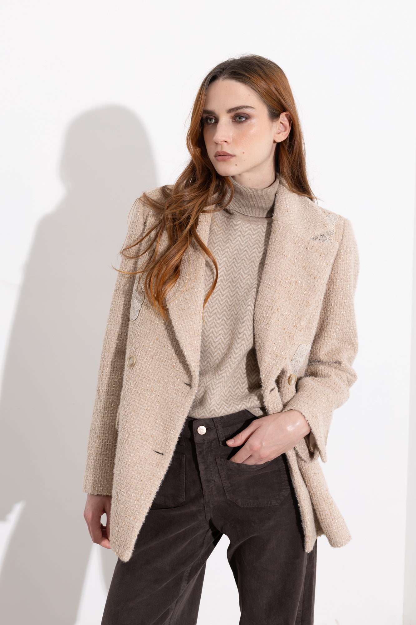 Blazer doppiopetto con dettagli beaded