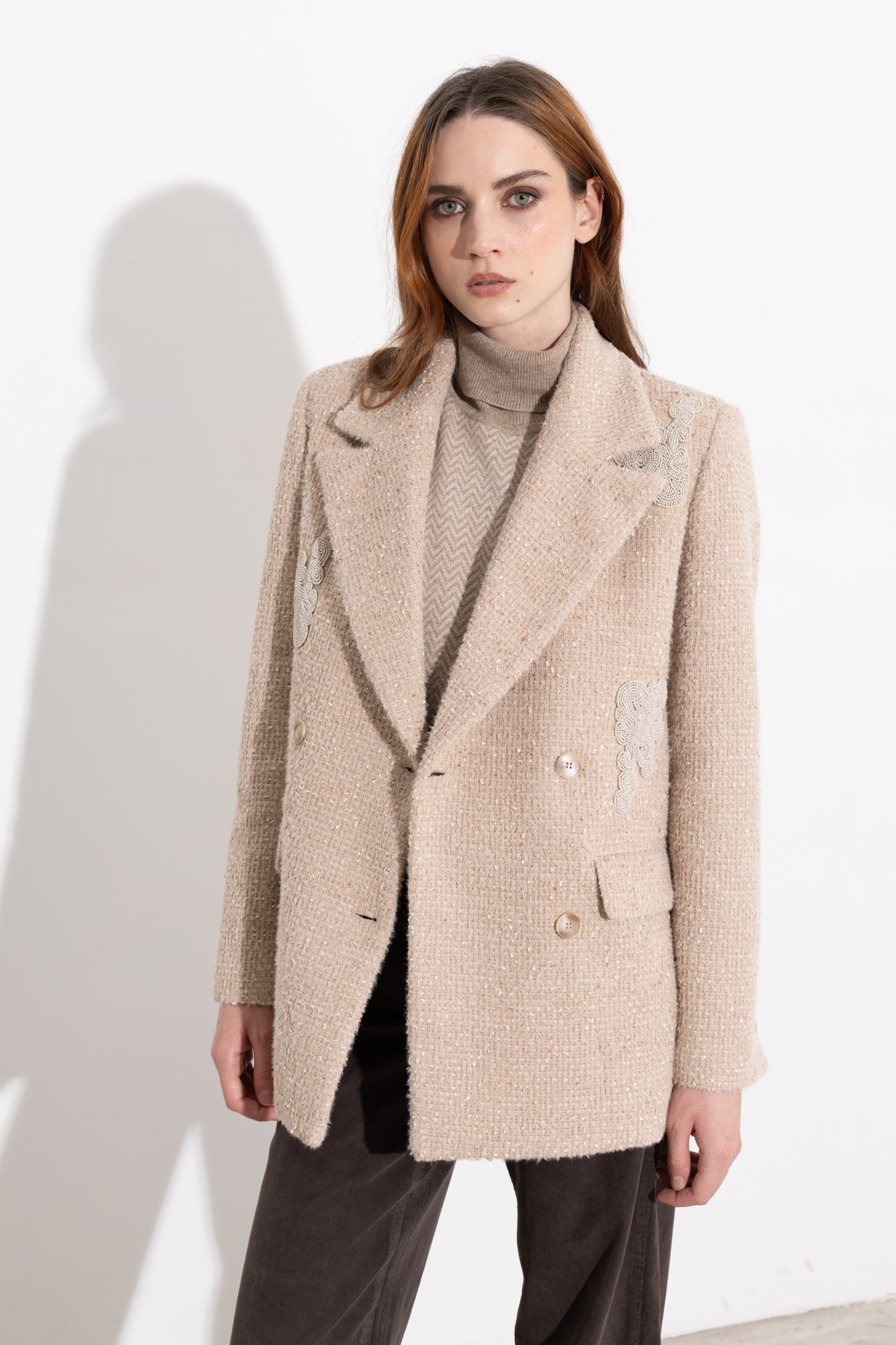 Blazer doppiopetto con dettagli beaded