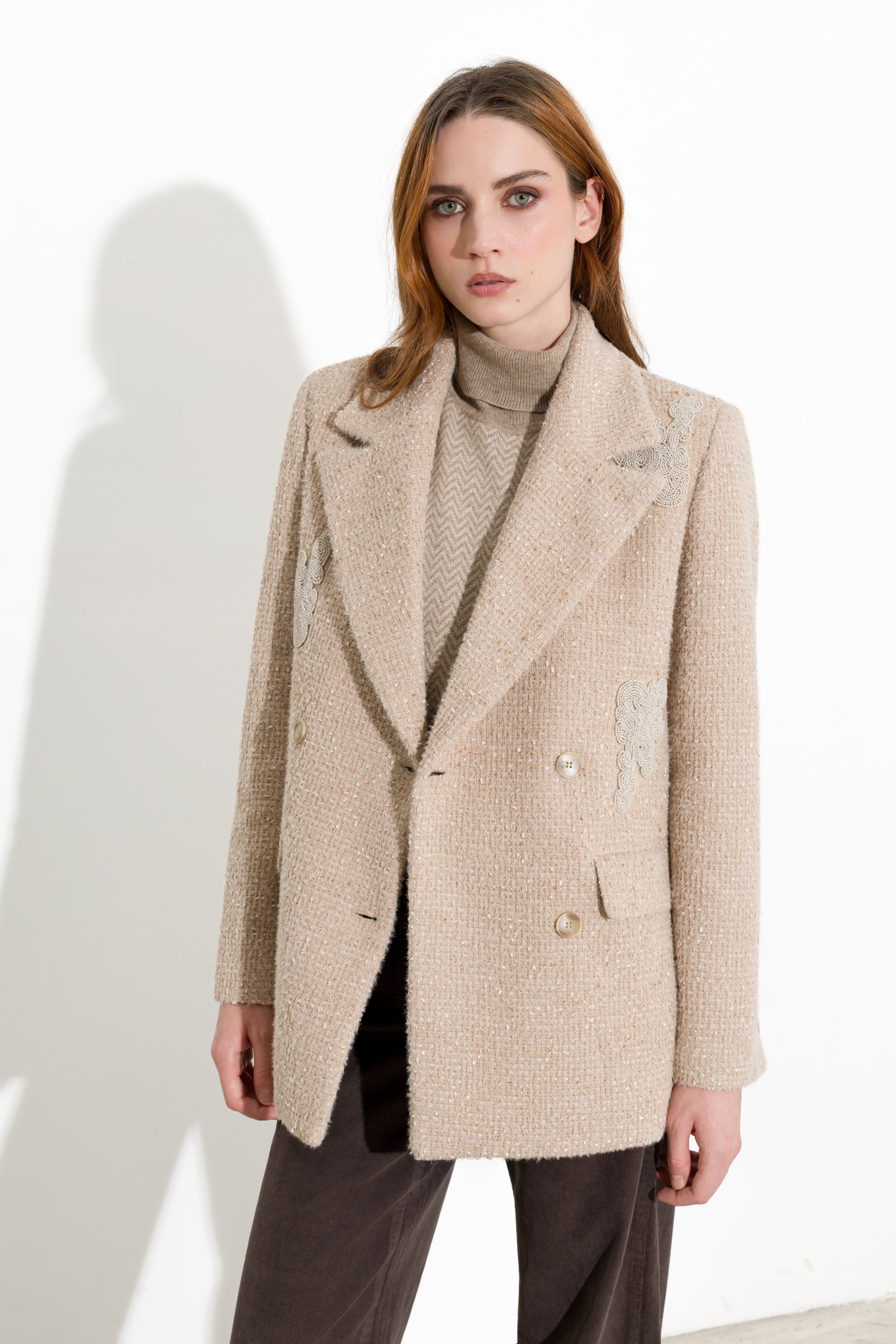 Blazer doppiopetto con dettagli beaded