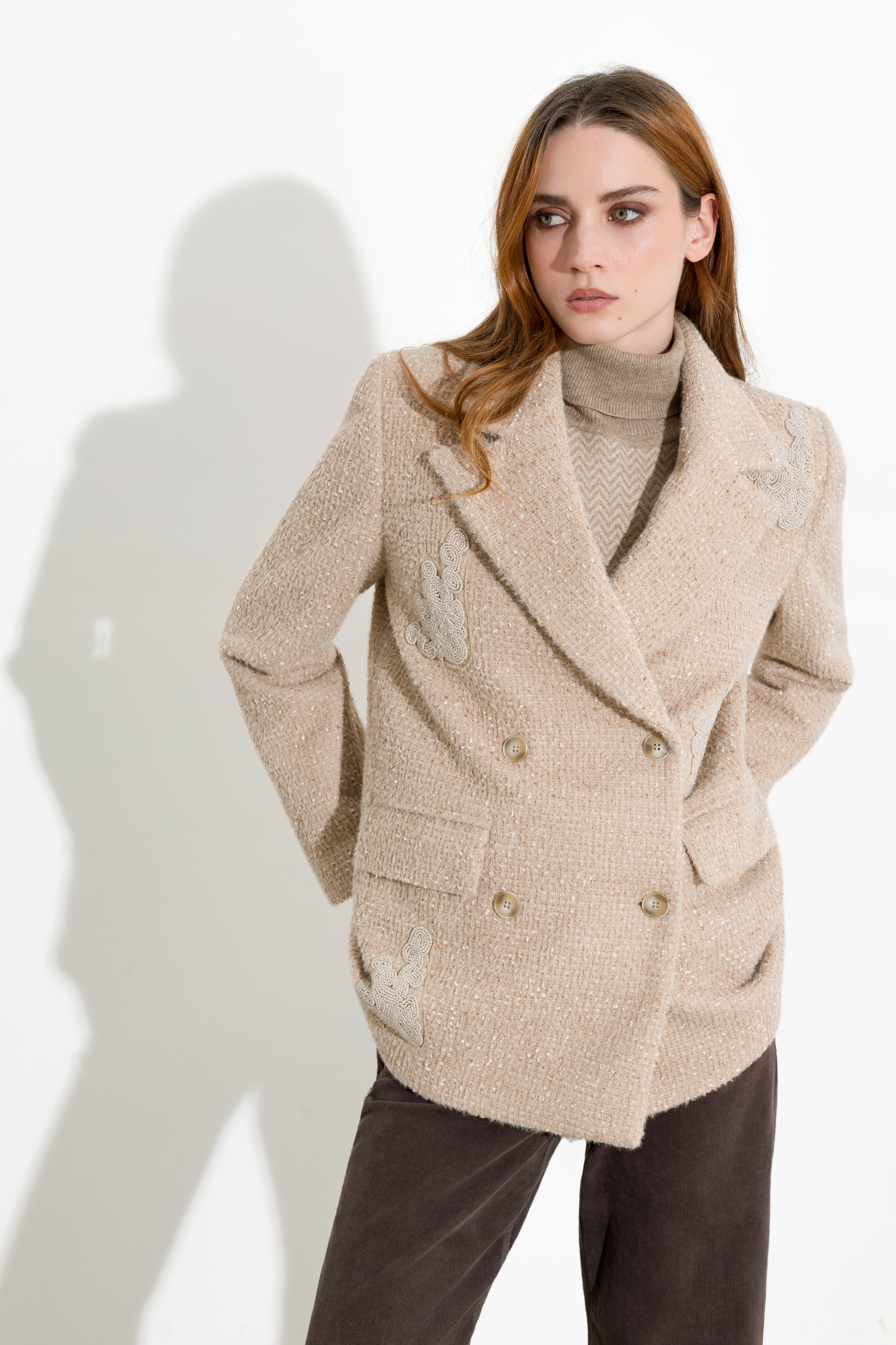 Blazer doppiopetto con dettagli beaded