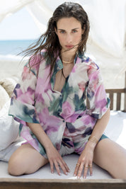 Camicia in mussola di cotone stampa fiore