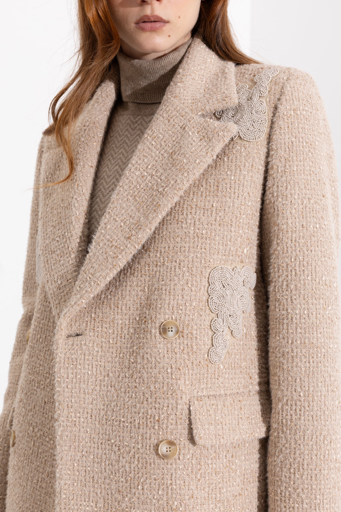 Blazer doppiopetto con dettagli beaded