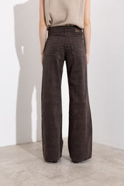 Pantaloni wide-leg in velluto a coste con tasche a toppa