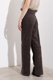 Pantaloni wide-leg in velluto a coste con tasche a toppa