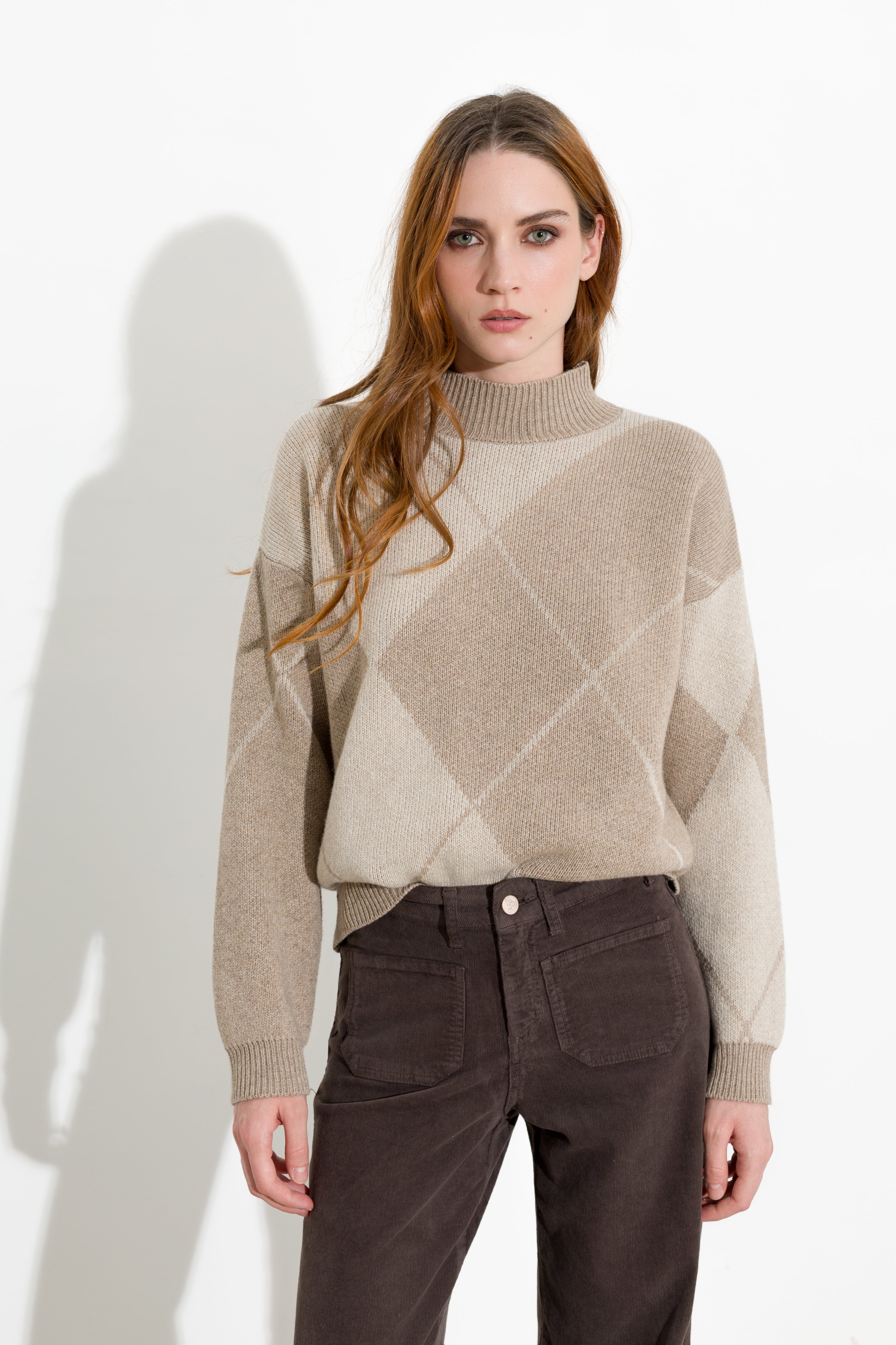 Maglia mezzo collo a rombi - Friendly Sweater