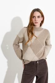 Maglia mezzo collo a rombi - Friendly Sweater