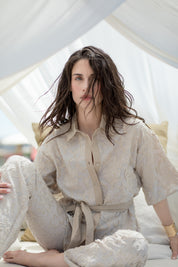 Giacca camicia in blend ricamato