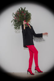 Blazer in scuba crepe con frange paillettes