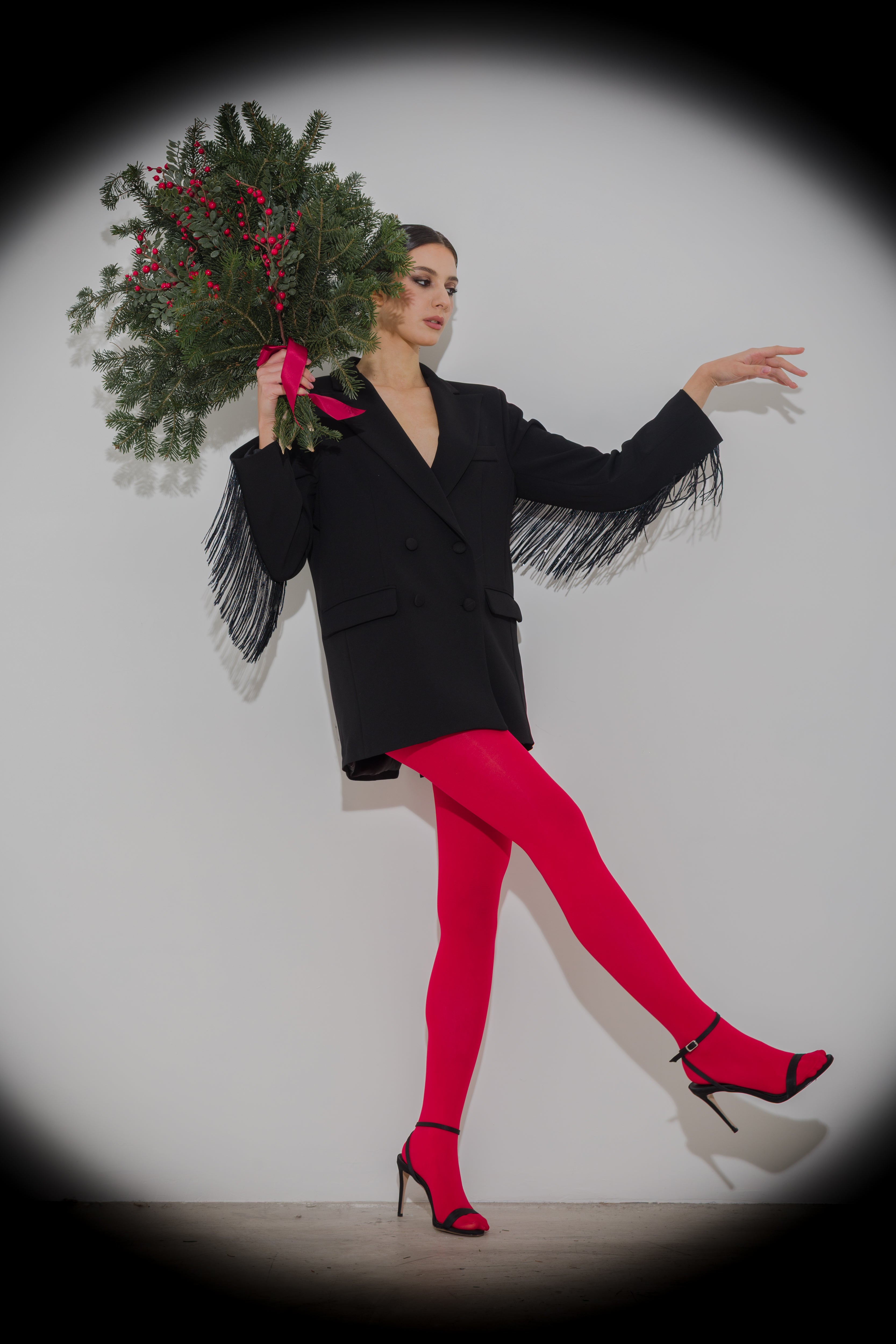 Blazer in scuba crepe con frange paillettes