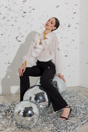 Camicia con rouches in lyocell