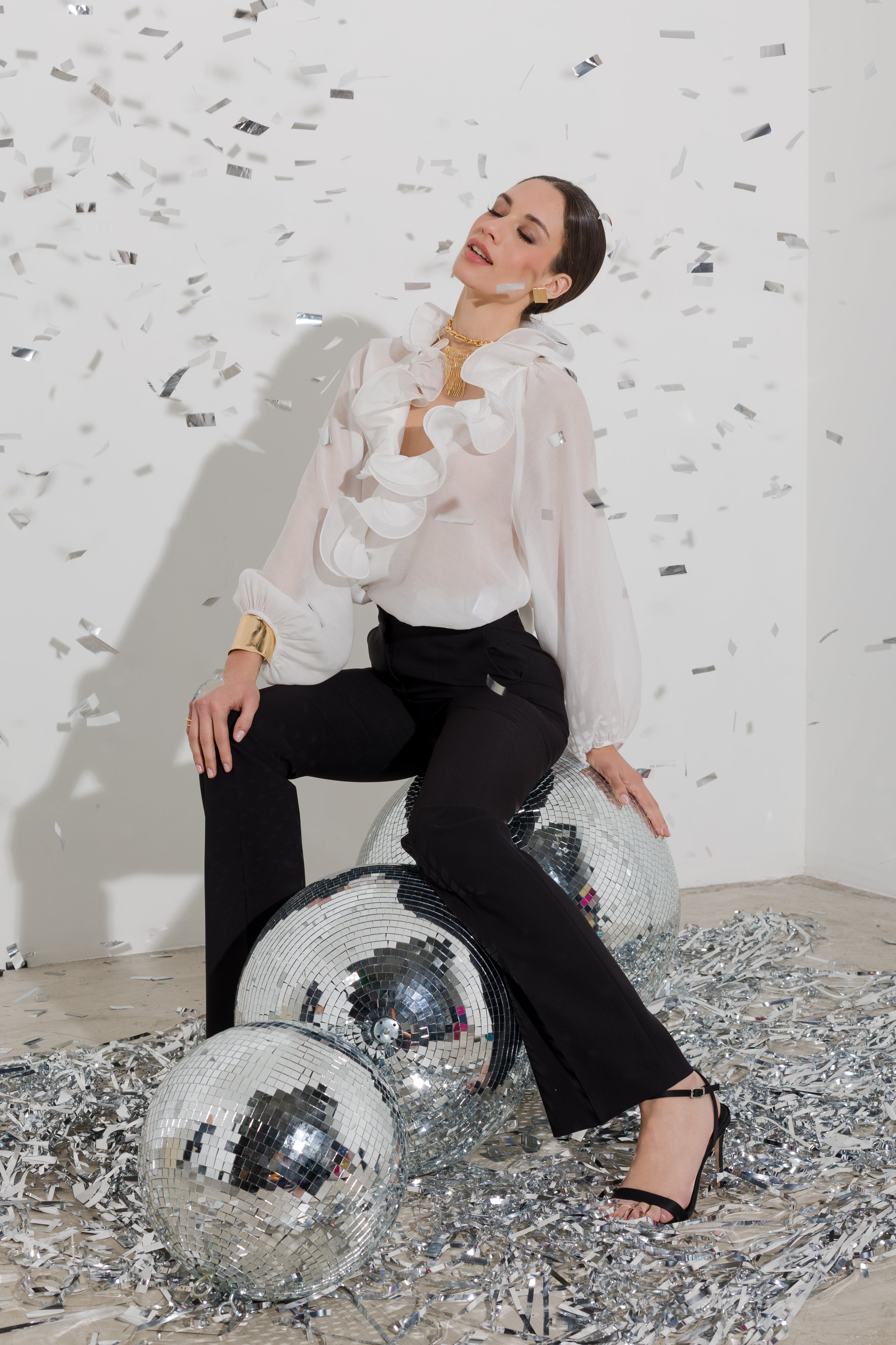 Camicia con rouches in lyocell