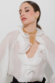 Camicia con rouches in lyocell