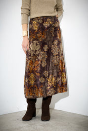 Gonna midi in velluto stampato