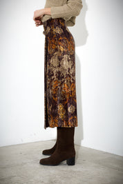 Gonna midi in velluto stampato