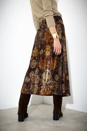 Gonna midi in velluto stampato