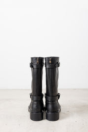 Stivali biker in pelle con fibbie