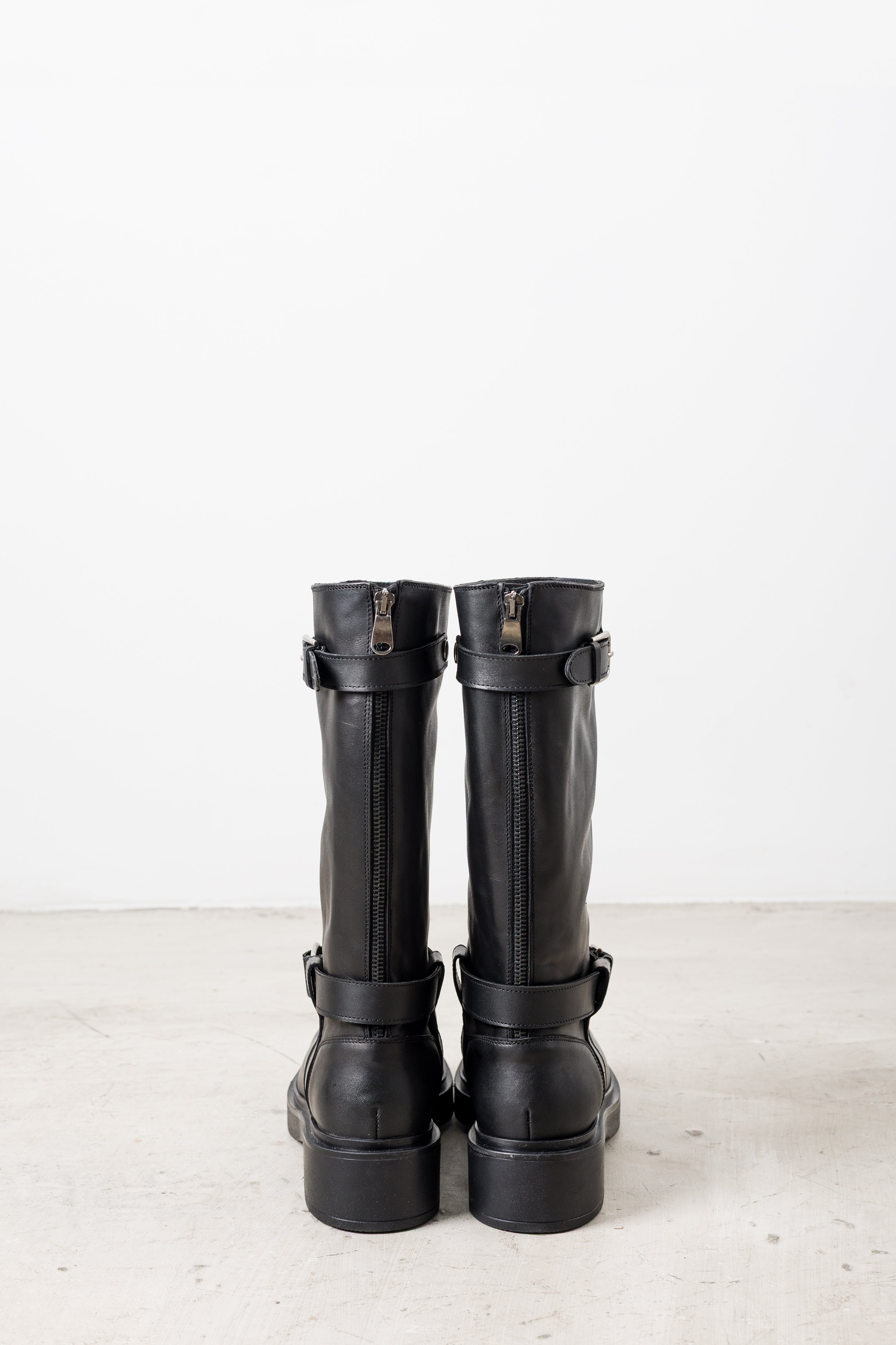 Stivali biker in pelle con fibbie