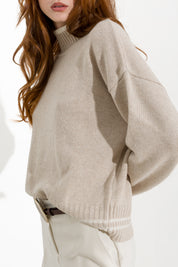 Maglia mezzo collo con dettagli a contrasto - Friendly Sweater