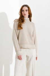 Maglia mezzo collo con dettagli a contrasto - Friendly Sweater