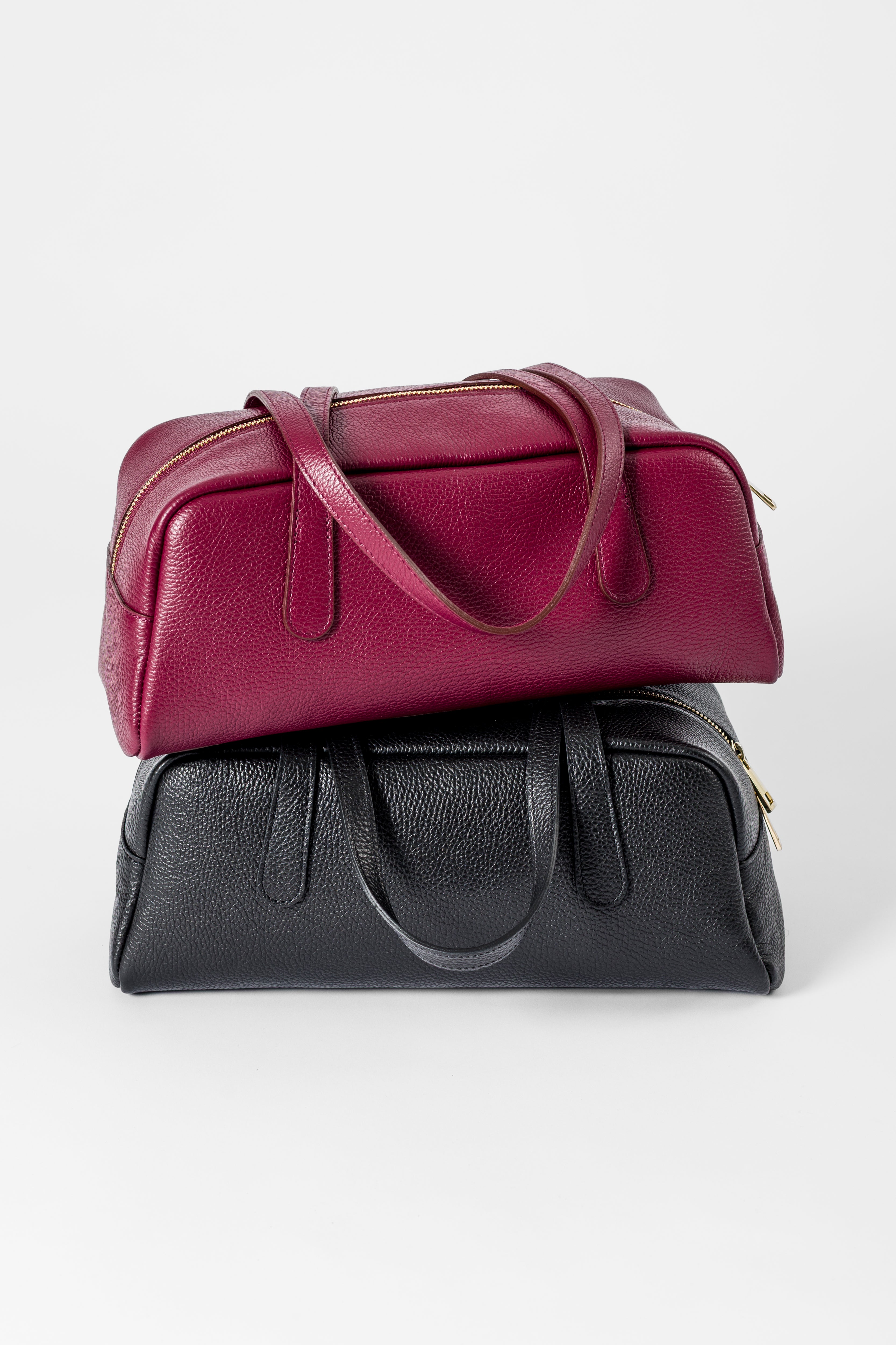Bowling bag in pelle martellata