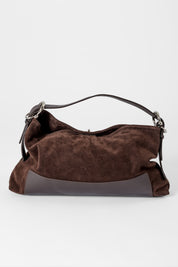 Borsa hobo in camoscio e pelle martellata