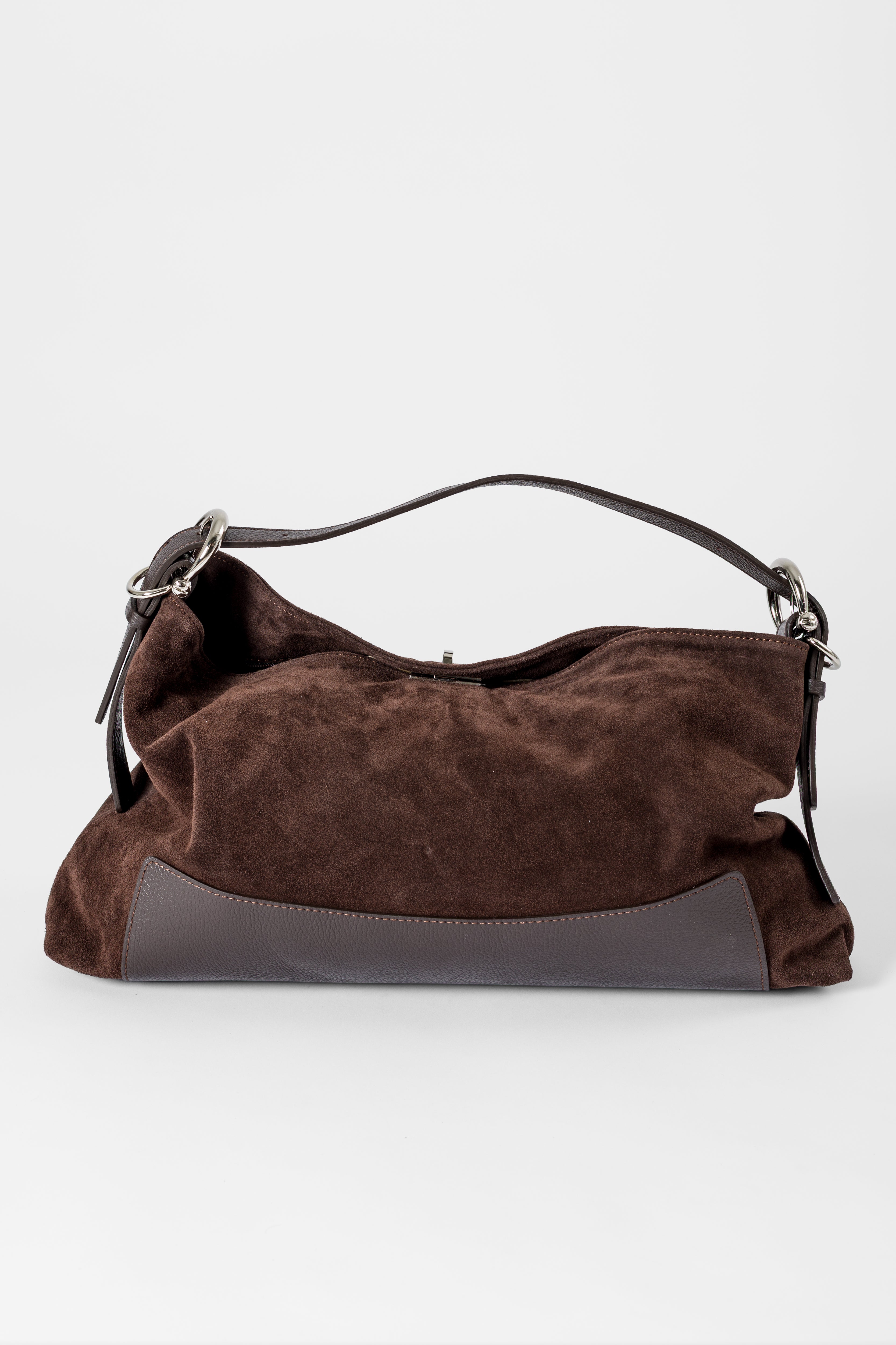 Borsa hobo in camoscio e pelle martellata