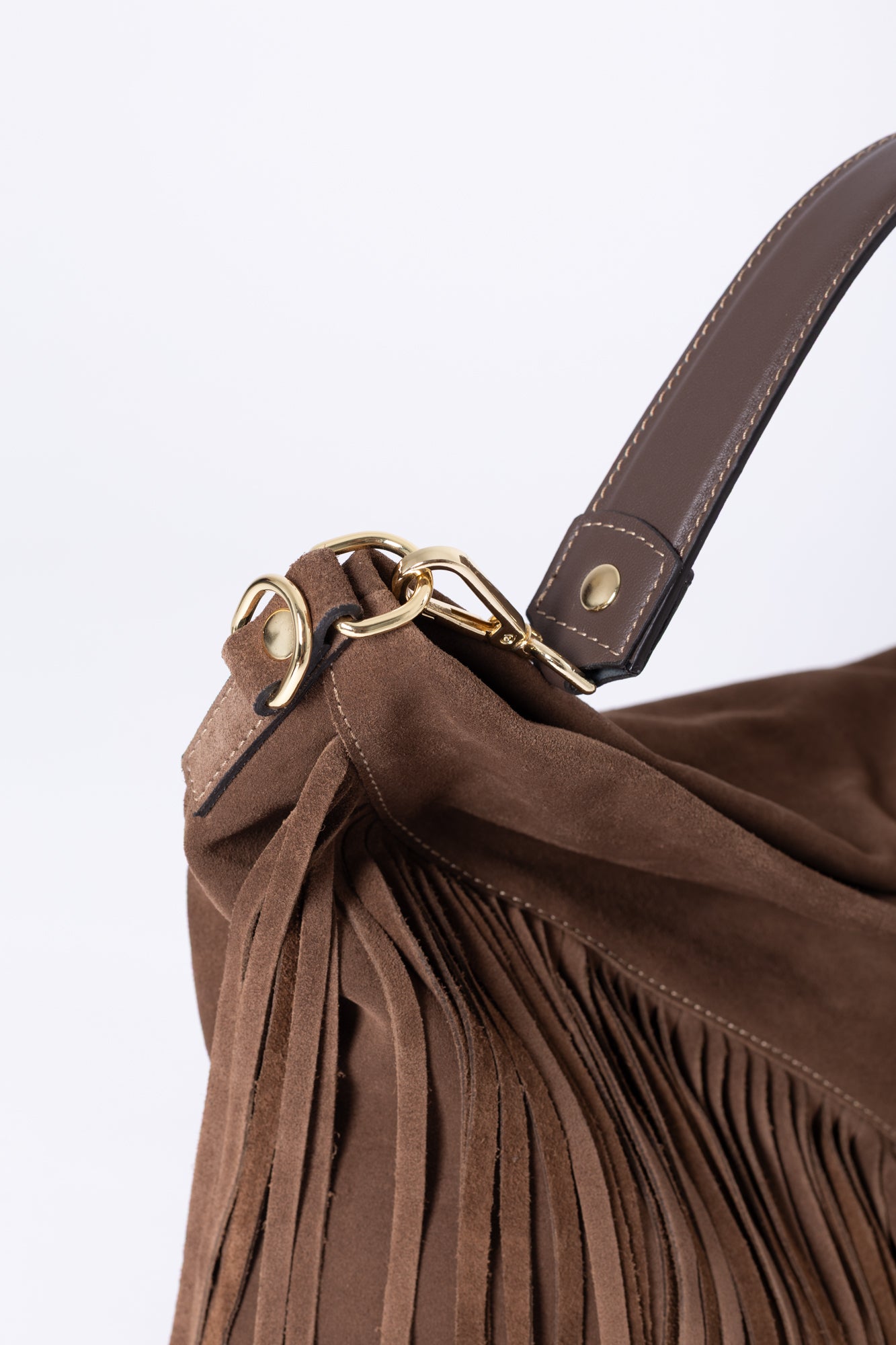Borsa hobo in camoscio con frange - Compagnia Italiana