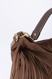 Borsa hobo in camoscio con frange - Compagnia Italiana