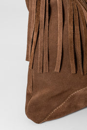 Borsa hobo in camoscio con frange