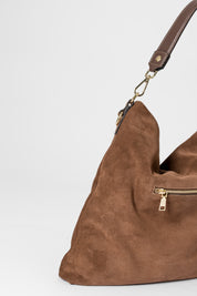 Borsa hobo in camoscio con frange