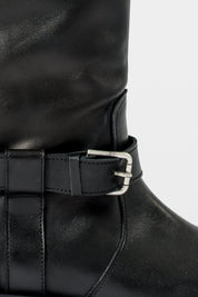 Stivali biker in pelle con fibbie