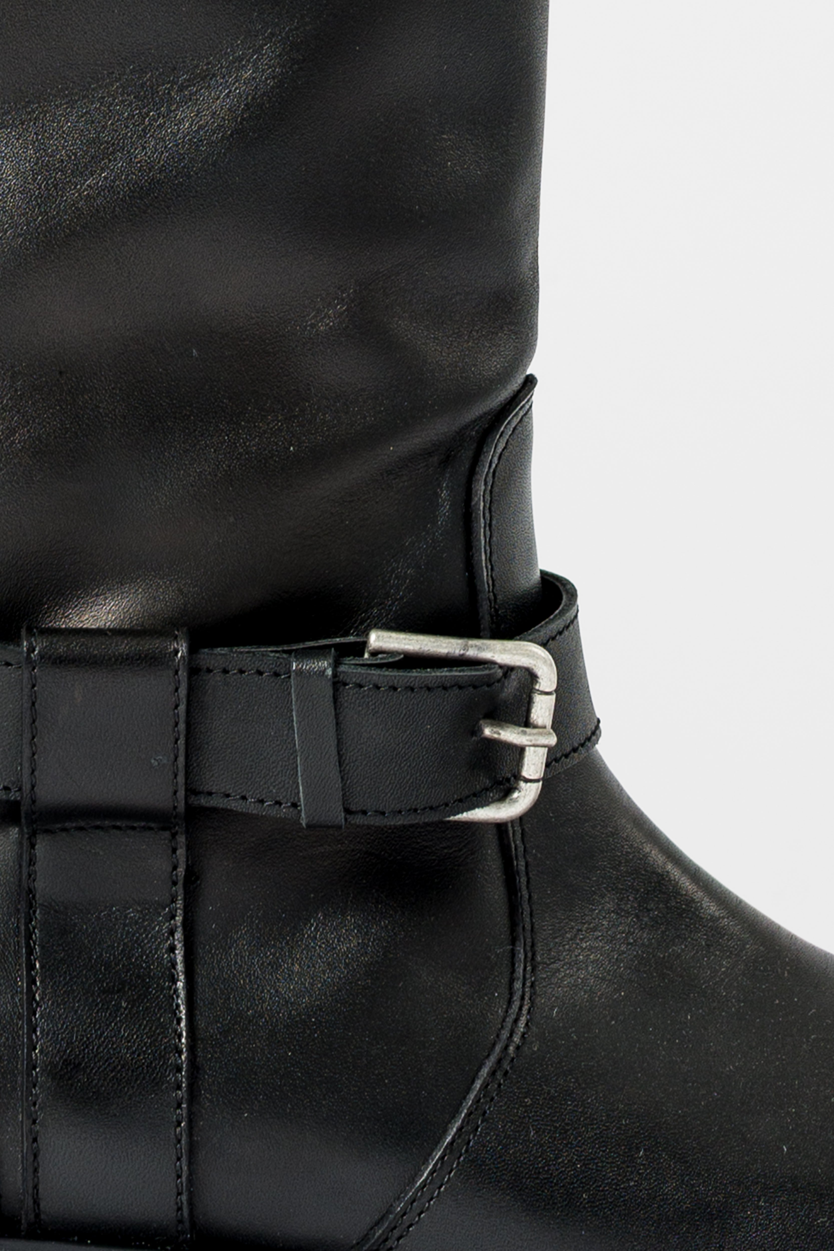 Stivali biker in pelle con fibbie