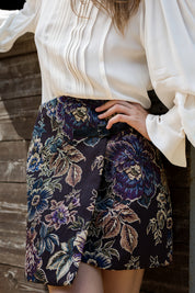 Minigonna a portafoglio in jacquard con cinturino - Minigonna a portafoglio in jacquard con cinturino