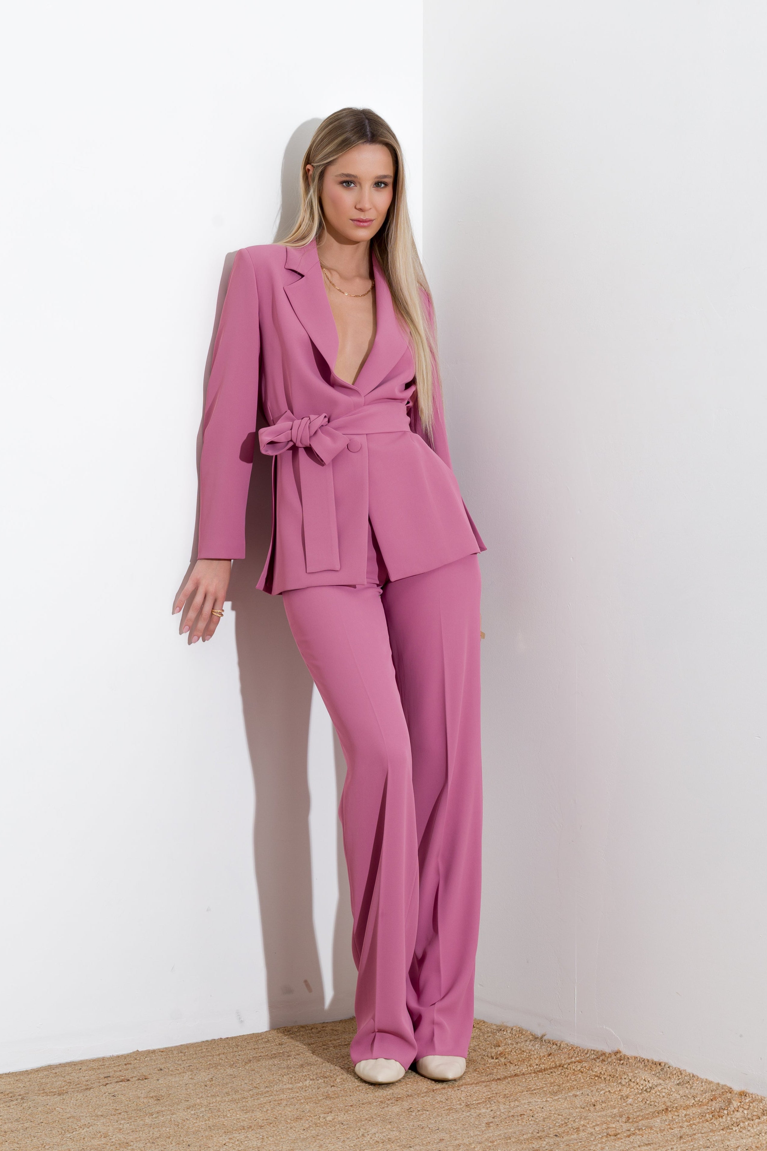 Giacca con cintura in fluido diagonale - Compagnia Italiana