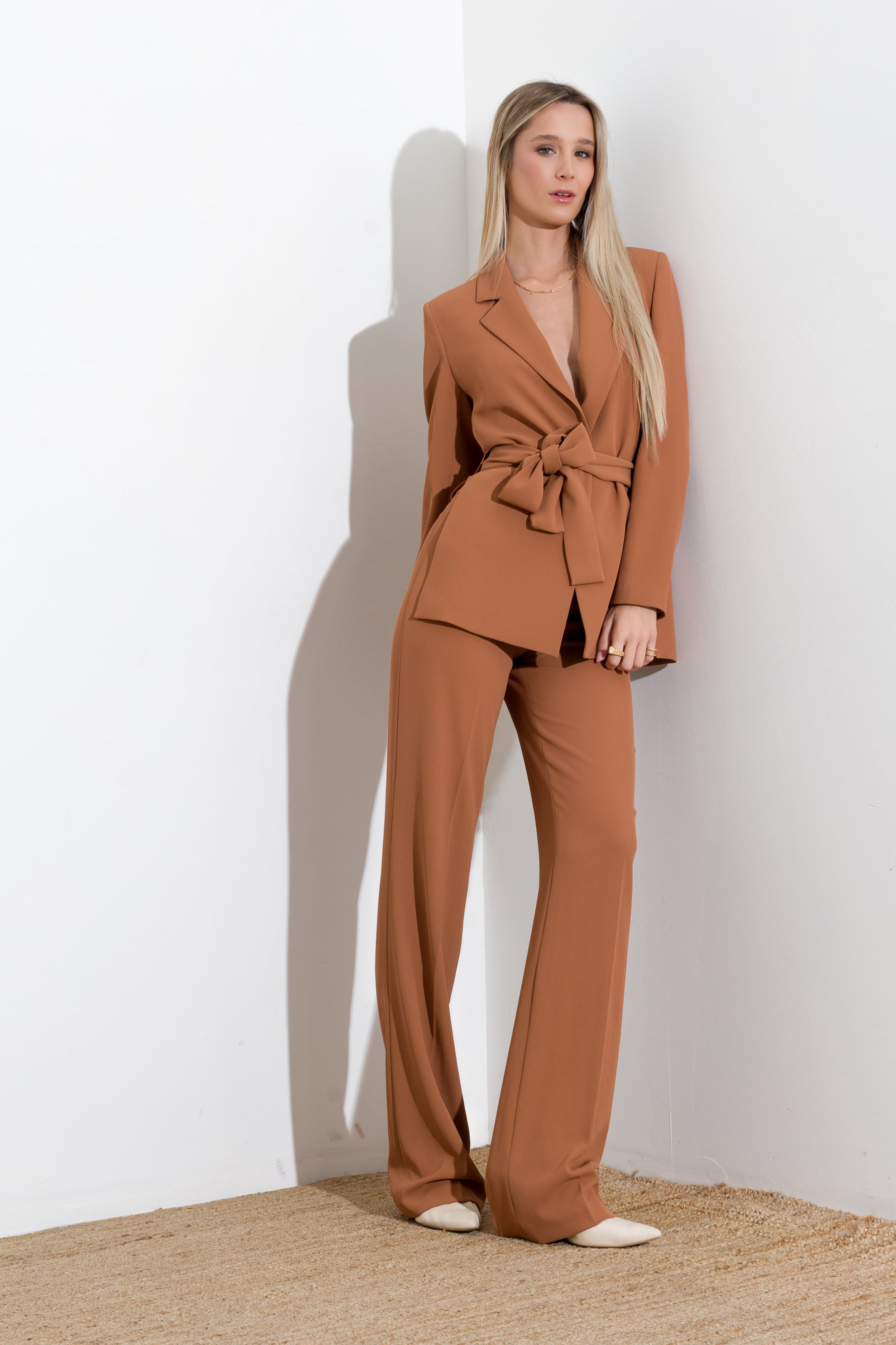 Giacca con cintura in fluido diagonale - Compagnia Italiana