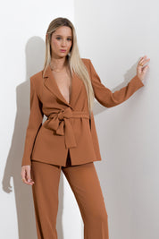 Giacca con cintura in fluido diagonale - Compagnia Italiana