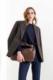 Blazer doppiopetto in micro pied-de-poule
