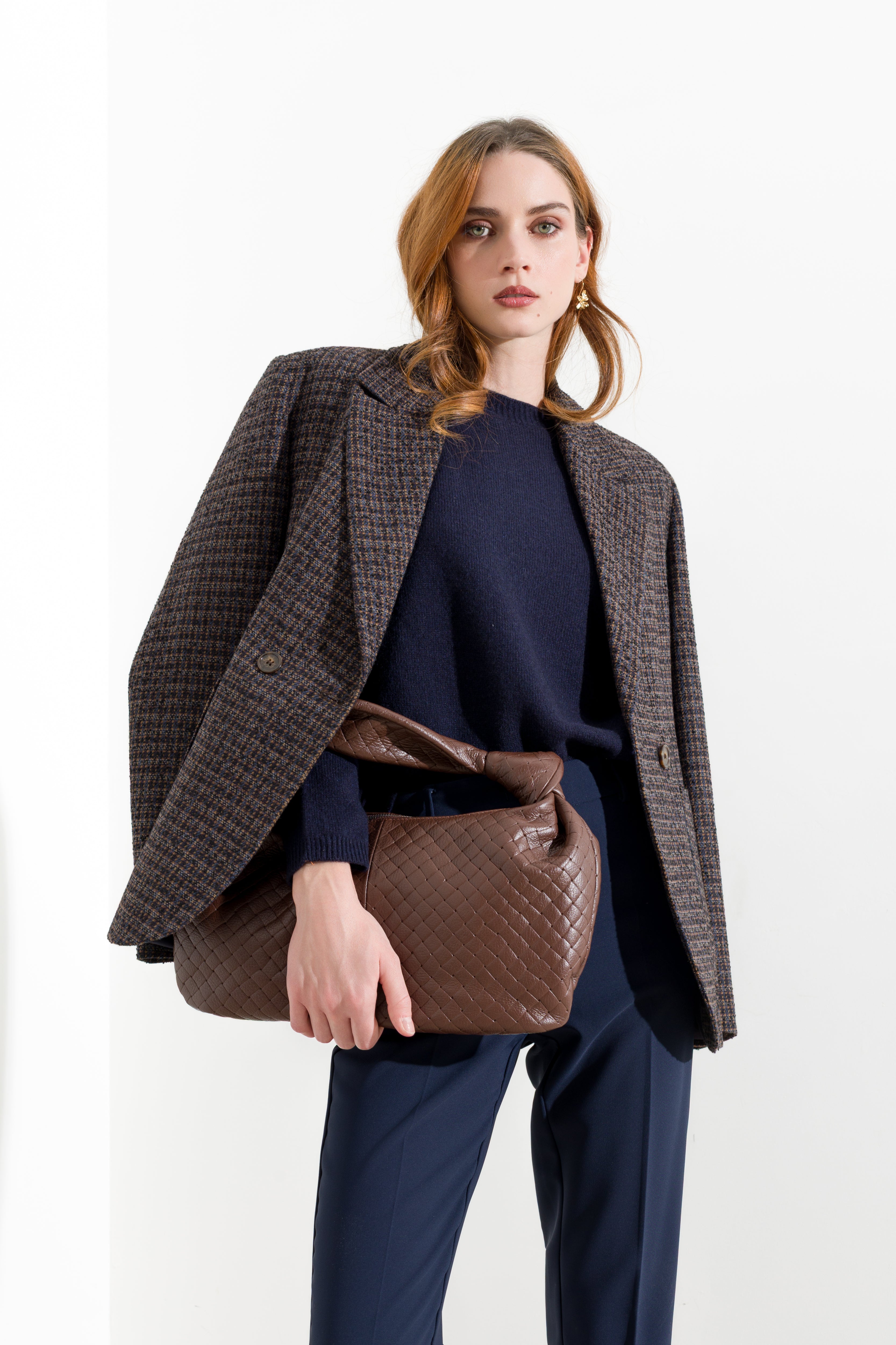 Blazer doppiopetto in micro pied-de-poule