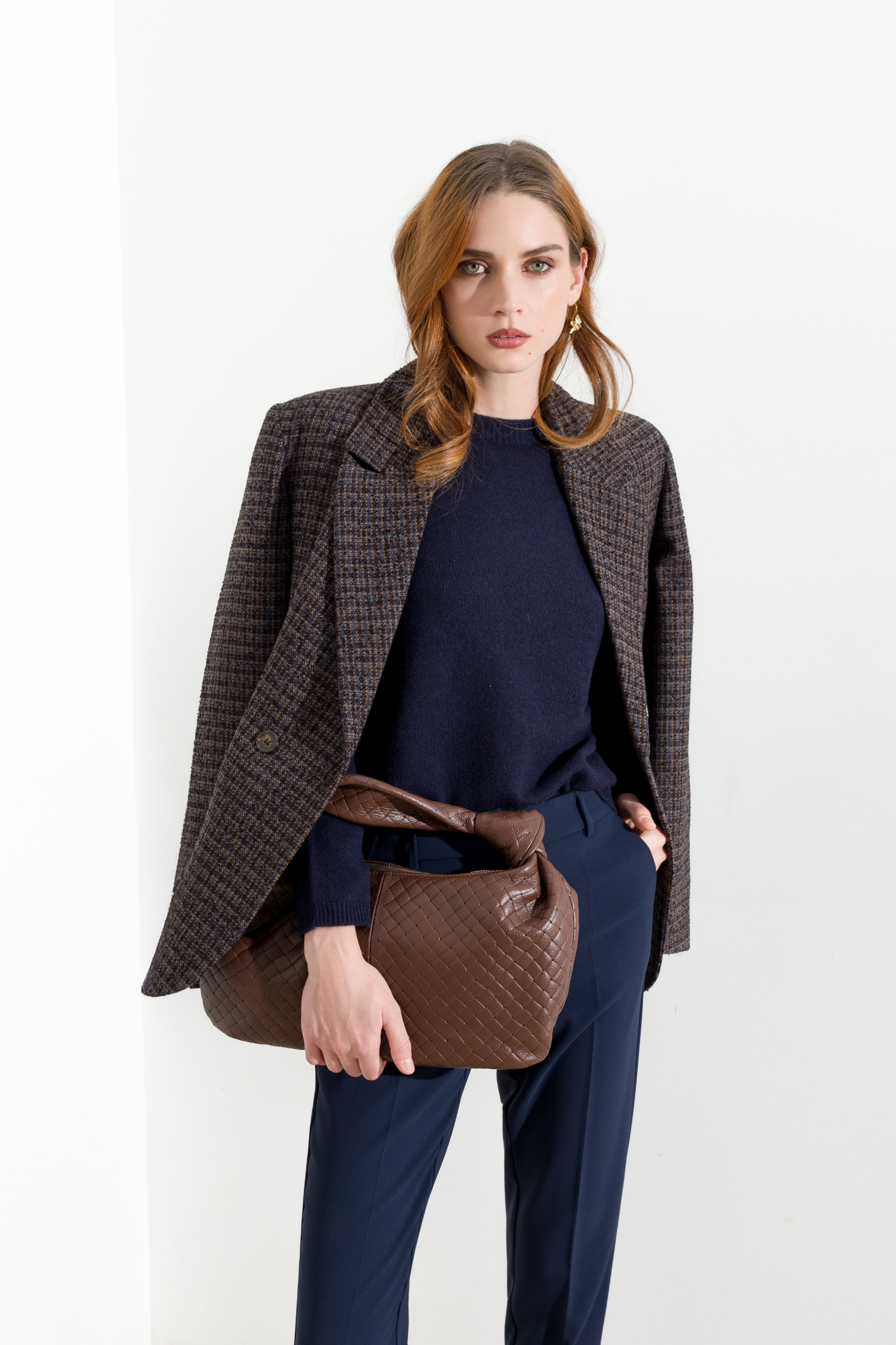 Blazer doppiopetto in micro pied-de-poule