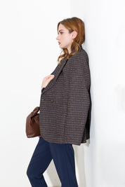 Blazer doppiopetto in micro pied-de-poule