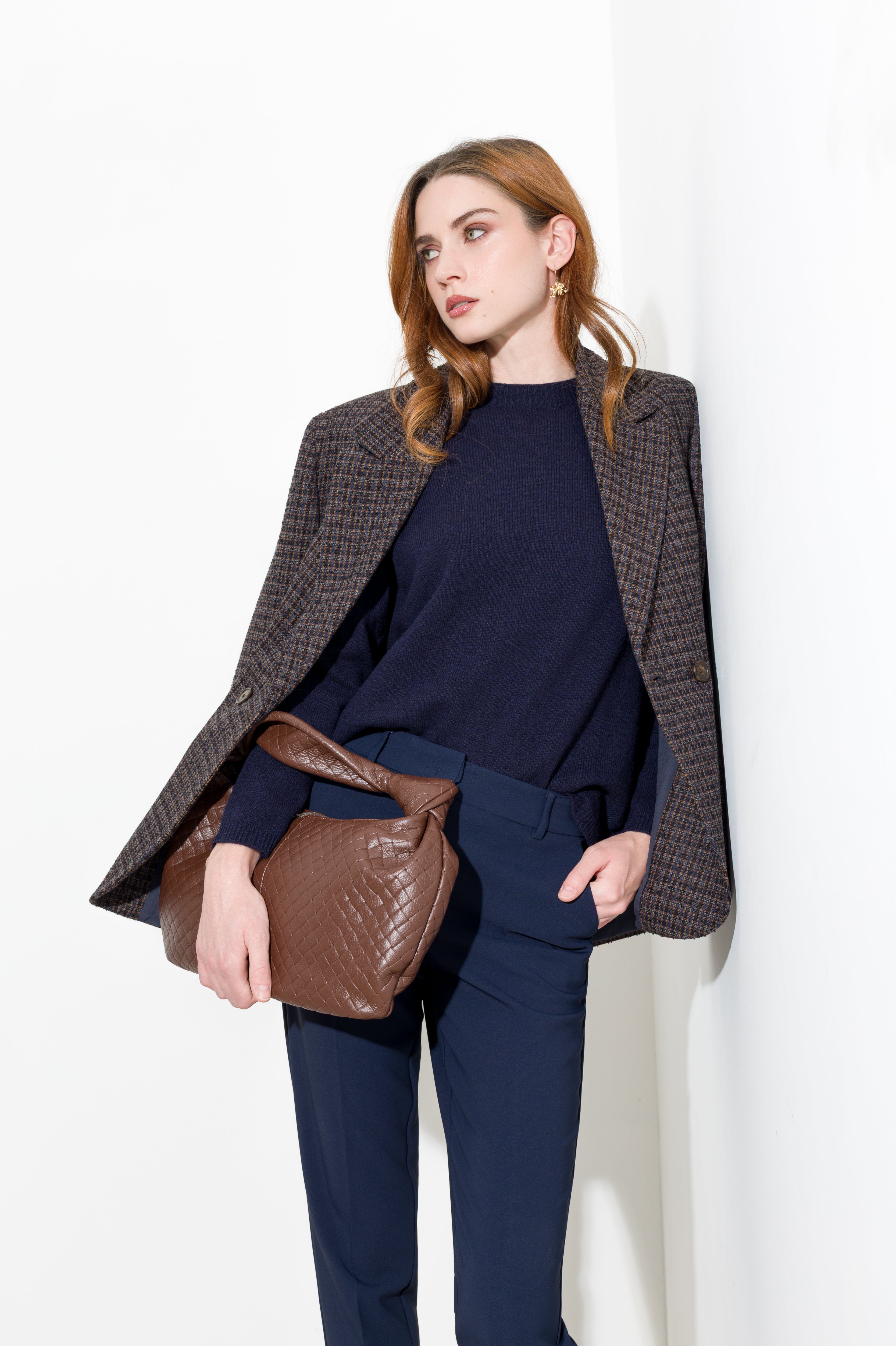 Blazer doppiopetto in micro pied-de-poule