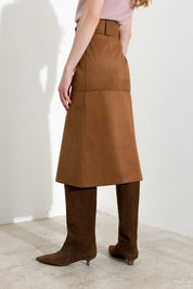 Gonna midi con cintura e spacco