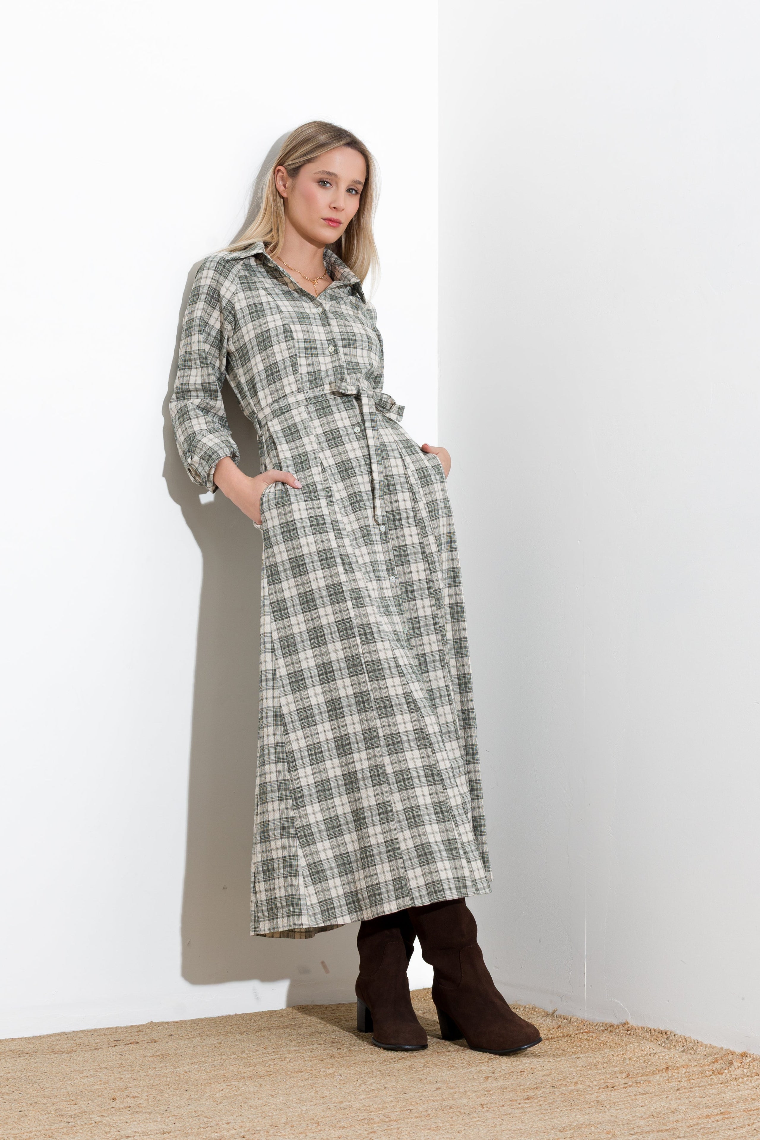 Abito chemisier micro e macro check - Compagnia Italiana