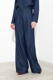 Pantaloni fluido gamba larga in denim
