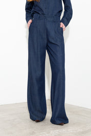 Pantaloni fluido gamba larga in denim
