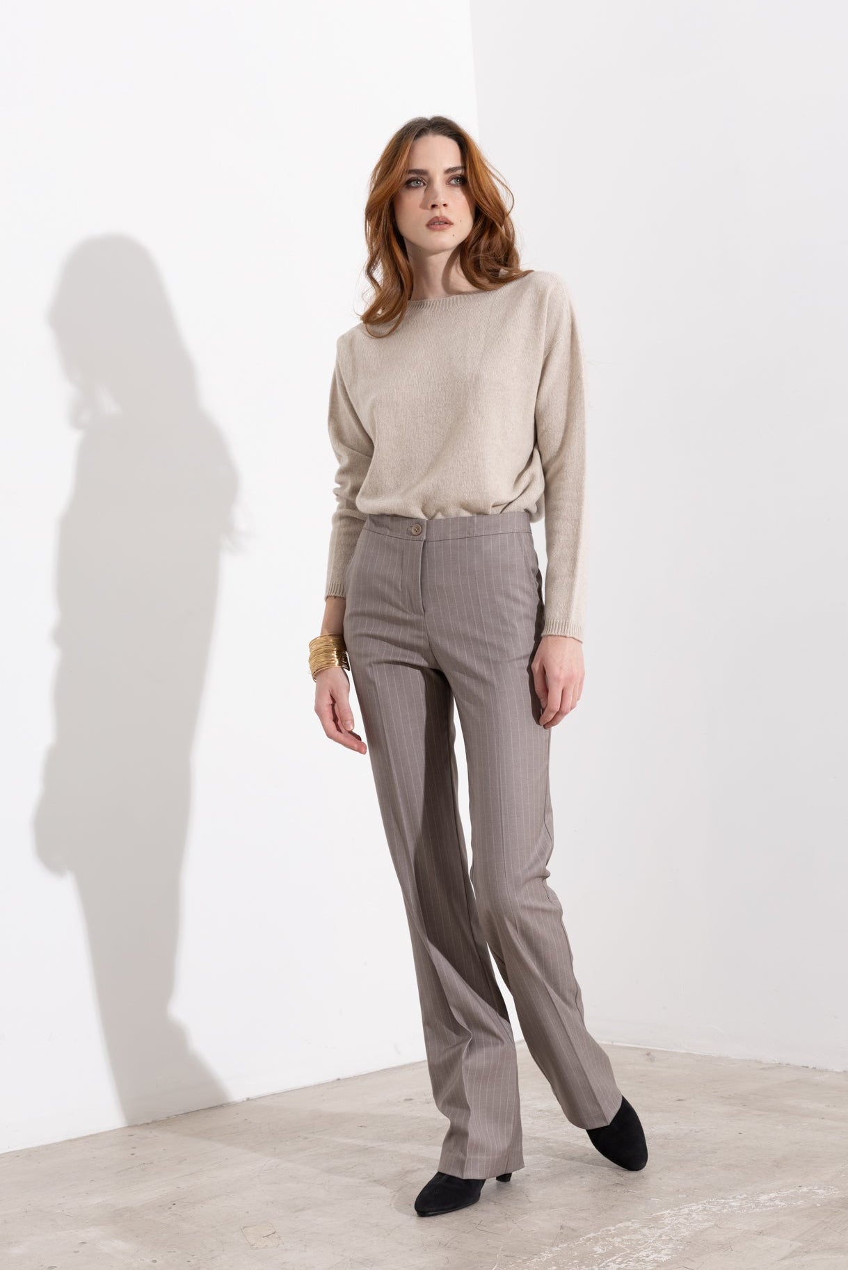 Pantalone gessato gamba dritta